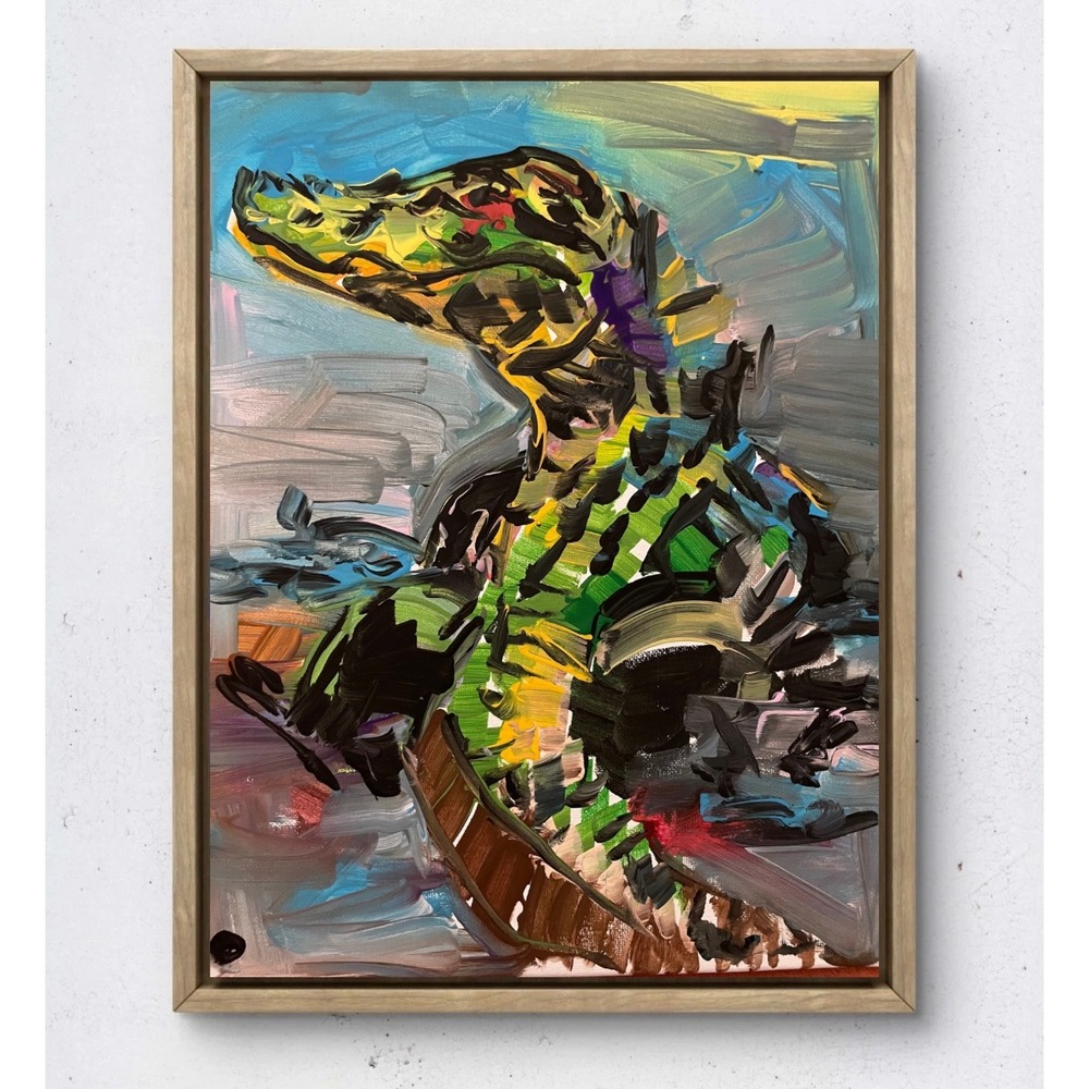 OMAN Original Alligator Painting 11x14 Abstract Neo-Expressionist Florida Art